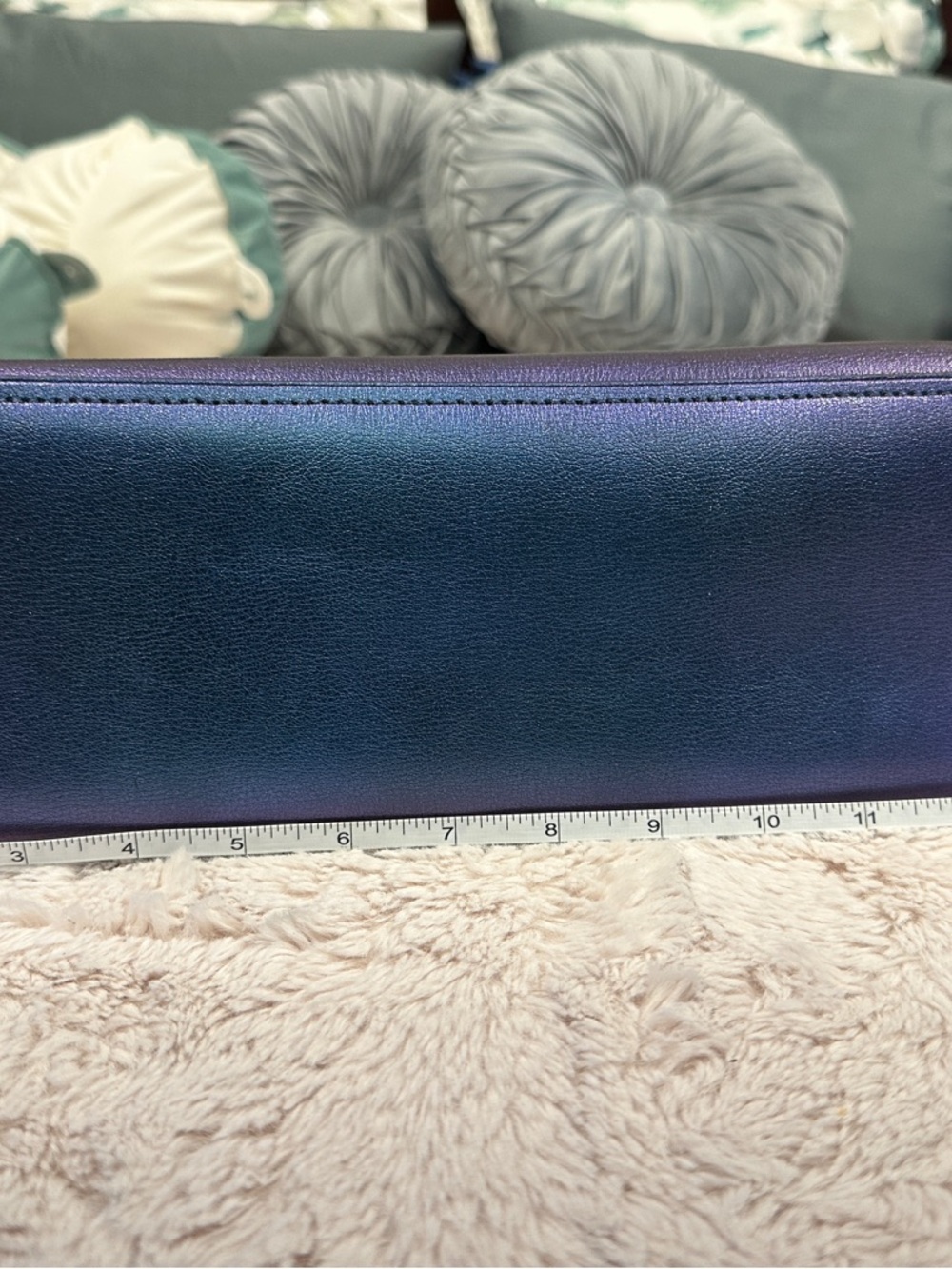 Coach Shimmery Holographic Peacock Blue Tote, Like New - Picture 4 of 8